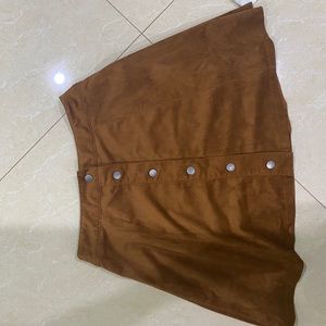 brown button up mini skirt